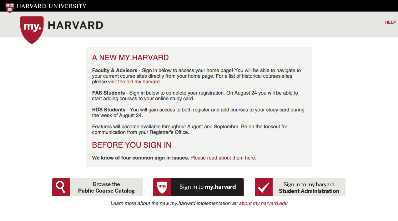 Harvard University website homepage screenshot