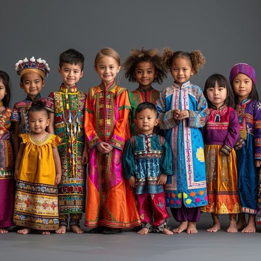 Diverse group in cultural attire