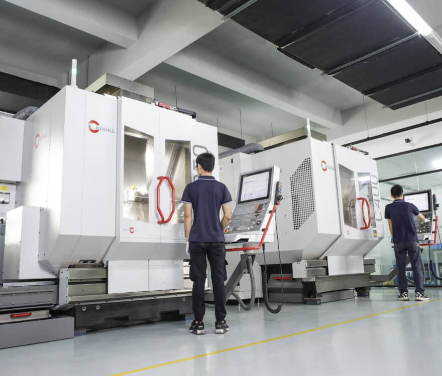 modern industrial CNC milling machine in a clean factory environment