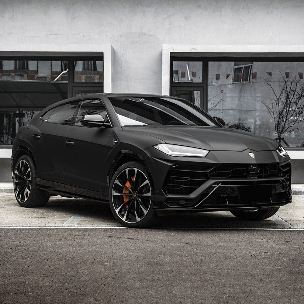 Matte black car panel wrap
