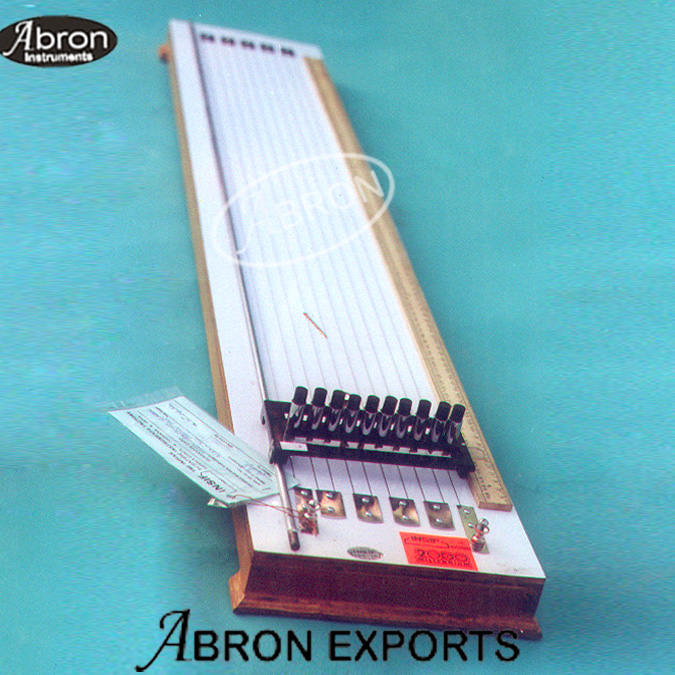 physics laboratory potentiometer wooden board with sliding jockey and wires, realistic photo