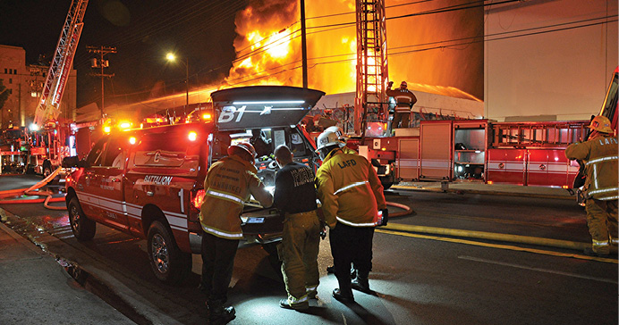 fire department incident commander night scene