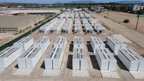 Tesla Megapack industrial battery storage site