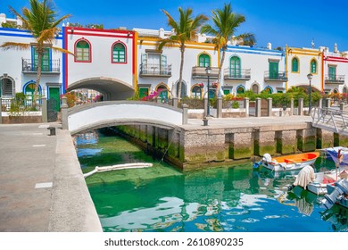 Puerto de Mogan colorful canals Gran Canaria bright sunny