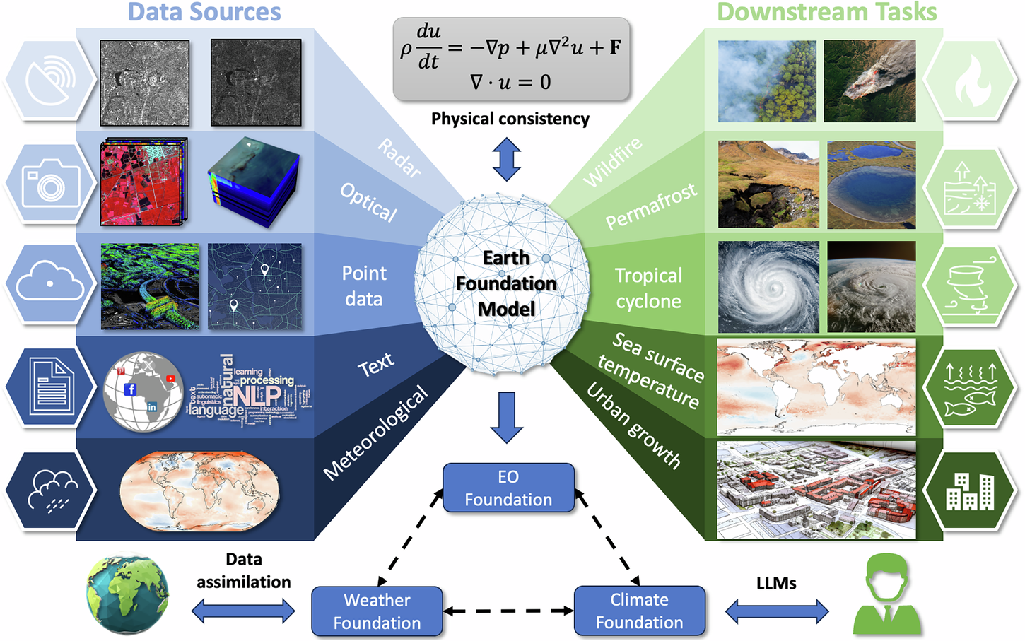 Rolf et al. 2024 Nature paper diagram showing Earth Foundation Model ecosystem