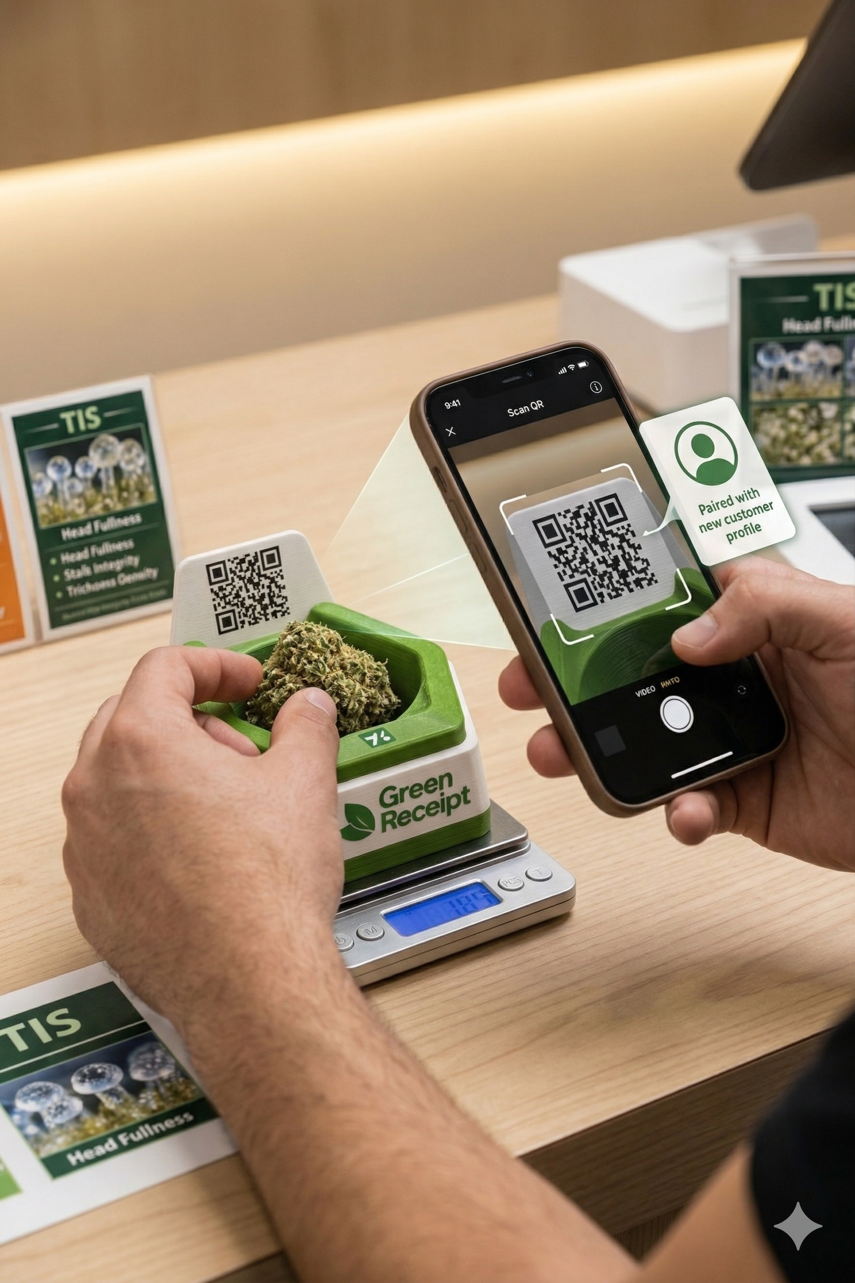 Consumer scanning QR code