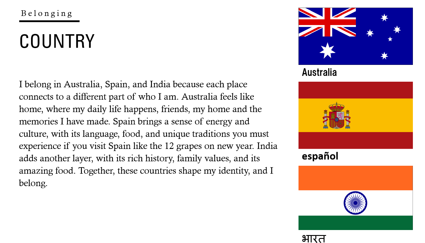 Flags of Australia, Spain, and India